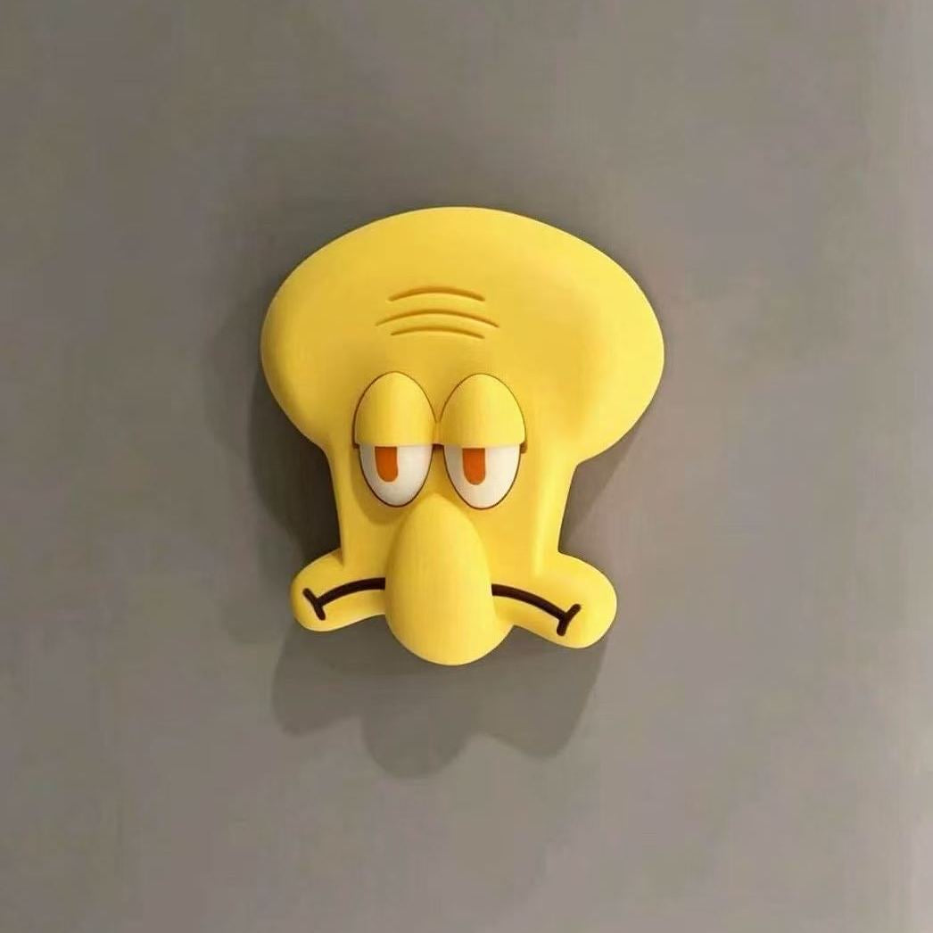 Interactive 3D Cartoon Light Switch Cover | Playful Yellow Sponge & Blue Character Wall Decor