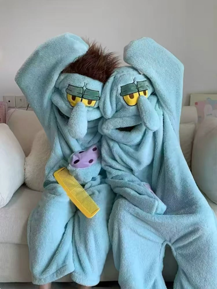 Cozy Octopus Hooded Plush Onesie – Unisex Fleece Lounge Pajamas