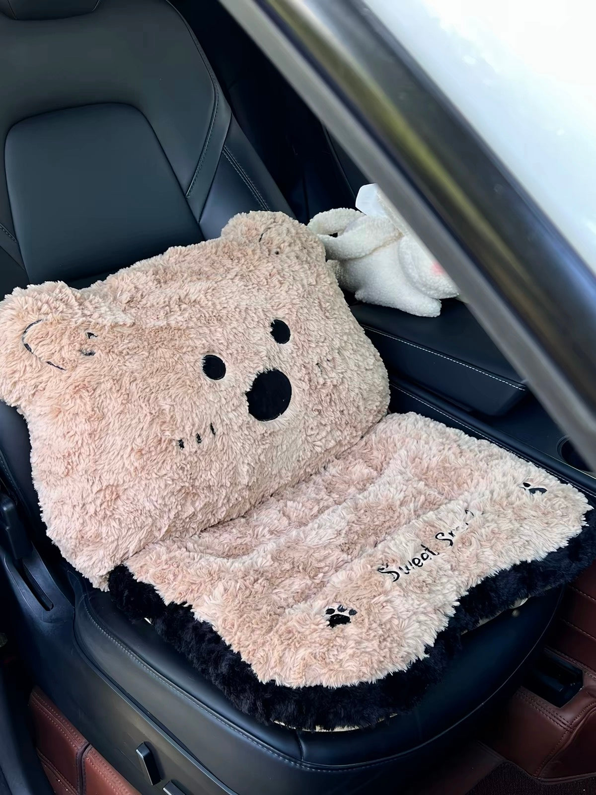 Cozy Bear Plush Car Seat Cushion