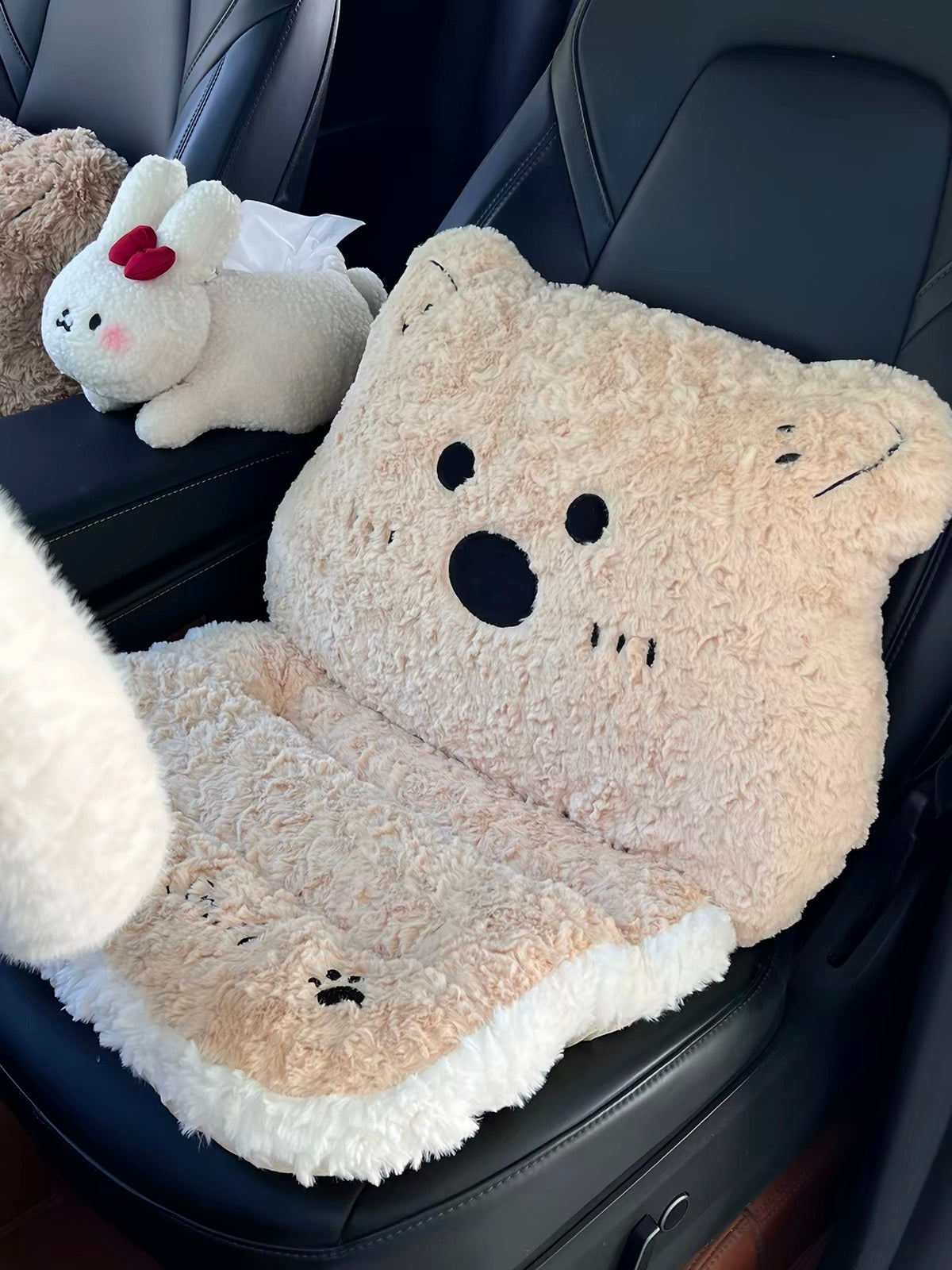 Cozy Bear Plush Car Seat Cushion