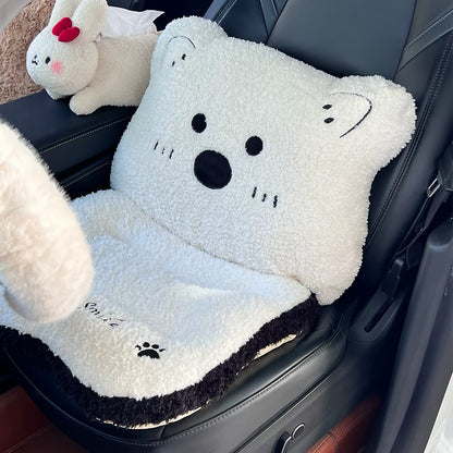 Cozy Bear Plush Car Seat Cushion