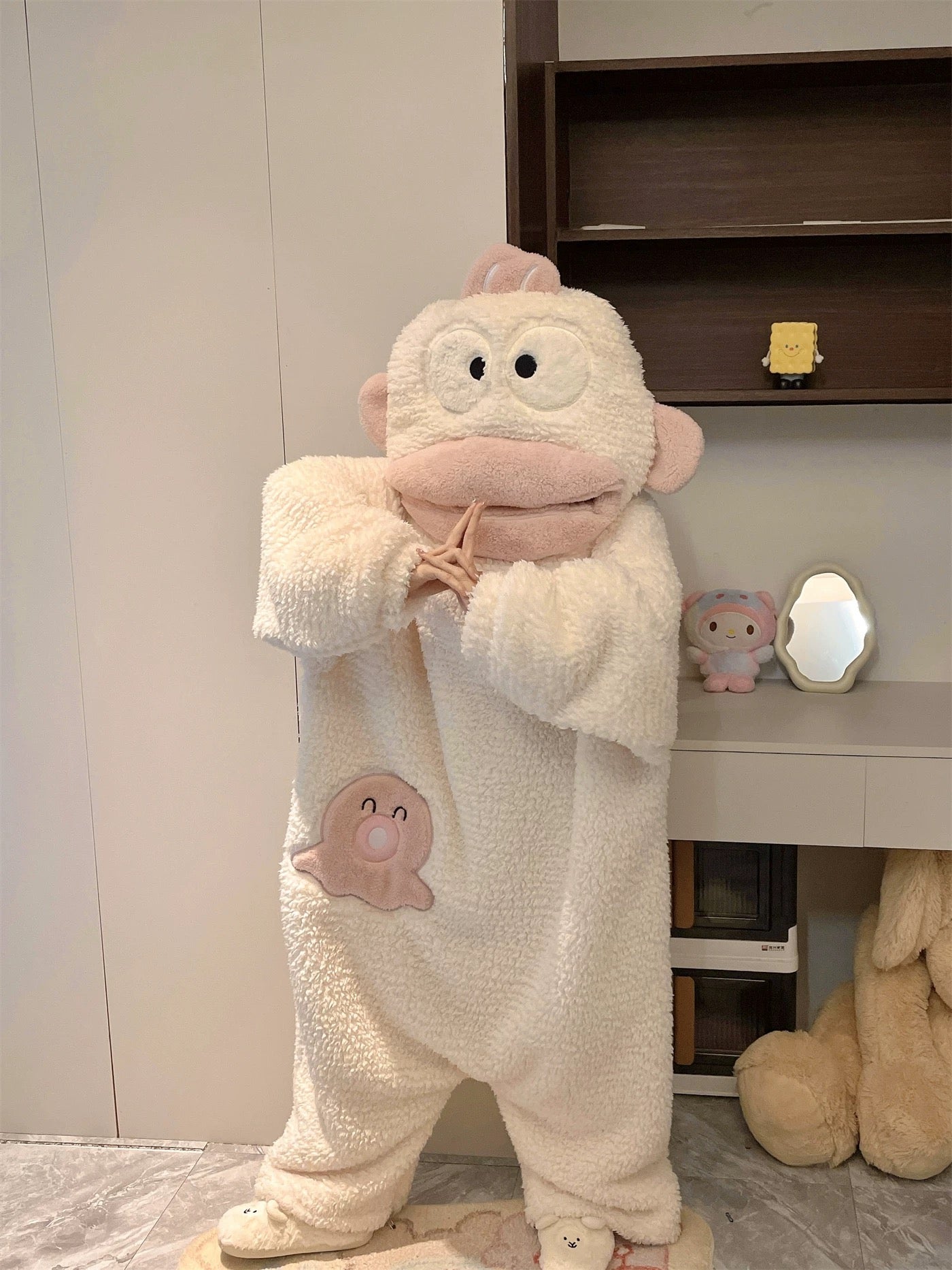 Fish Onesie Pajamas - Cute Plush Fleece Sleepwear for Adults & Teens