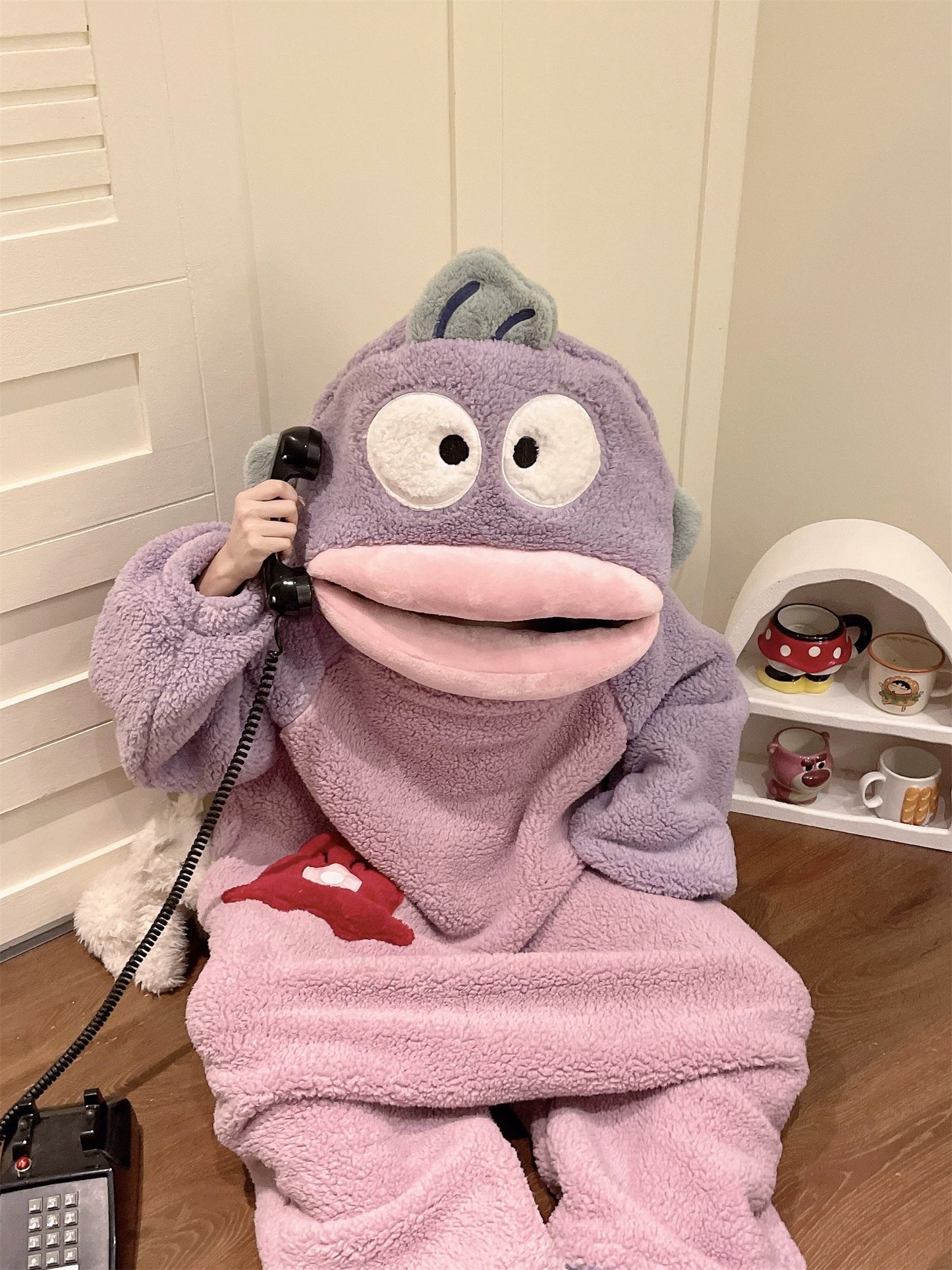 Fish Onesie Pajamas - Cute Plush Fleece Sleepwear for Adults & Teens