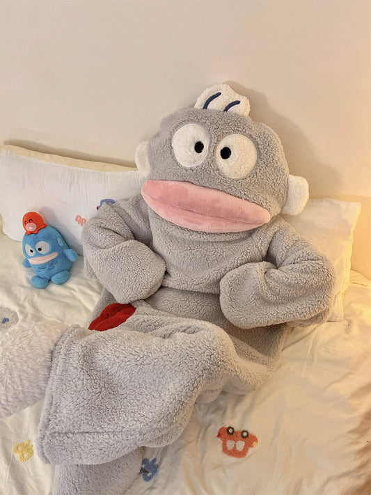 Fish Onesie Pajamas - Cute Plush Fleece Sleepwear for Adults & Teens