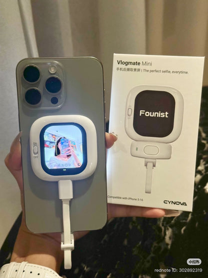Founist Mini Magnetic Back Screen for iPhone – Vlog & Selfie Display Tool for iPhone 5-17 | Content Creator Accessory