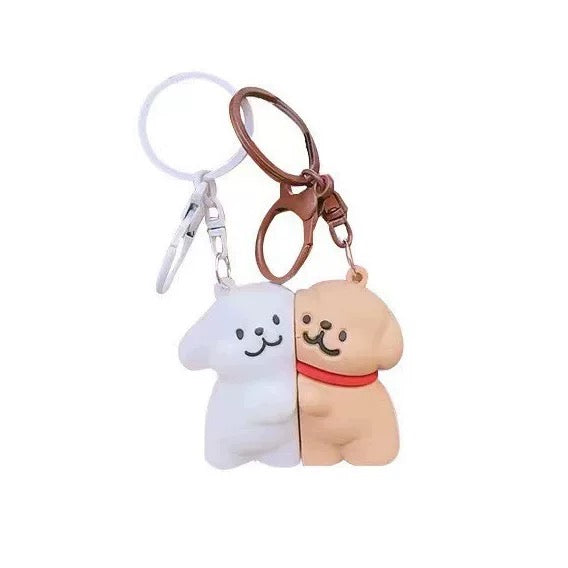 Magnetic Couple Keychain Set - Kissing Dogs His & Hers Valentine's Gift