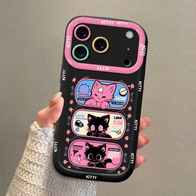 Cosmic Black Cat Phone Cover with Lanyard