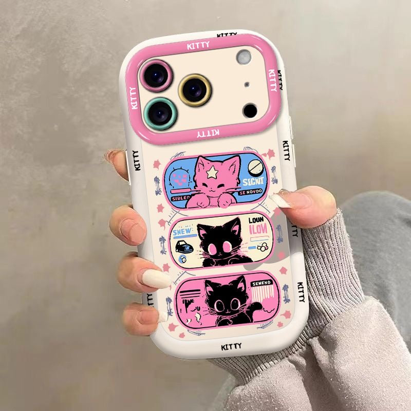 Cosmic Black Cat Phone Cover with Lanyard