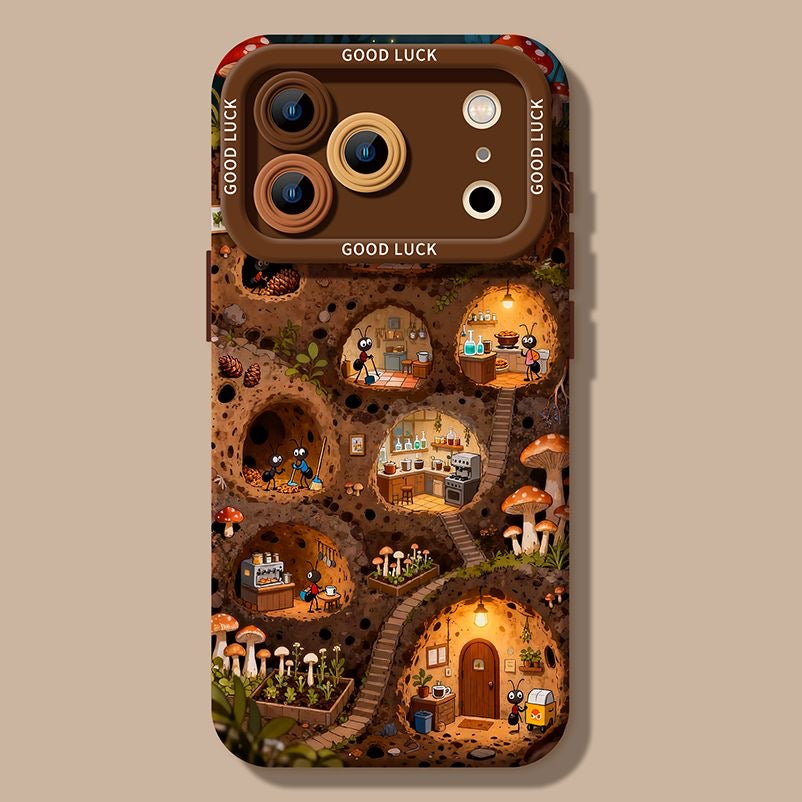 Miniature Mushroom Village Phone Cover & Strap Set