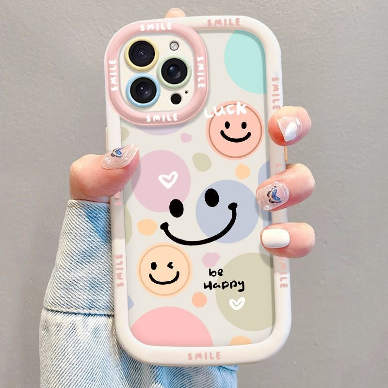 Pastel Smiley Face Phone Cover & Chunky Bead Strap