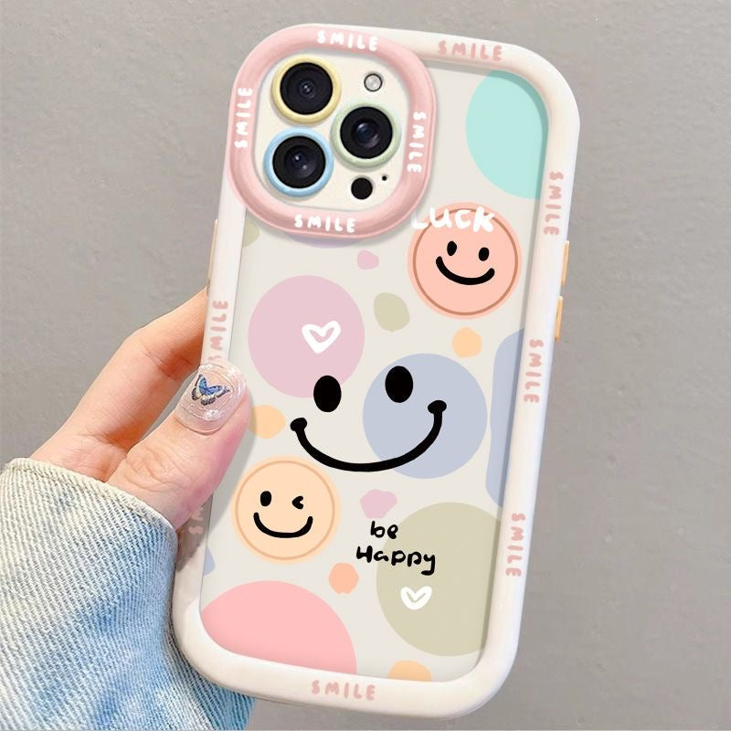 Pastel Smiley Face Phone Cover & Chunky Bead Strap