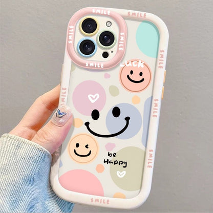 Pastel Smiley Face Phone Cover & Chunky Bead Strap