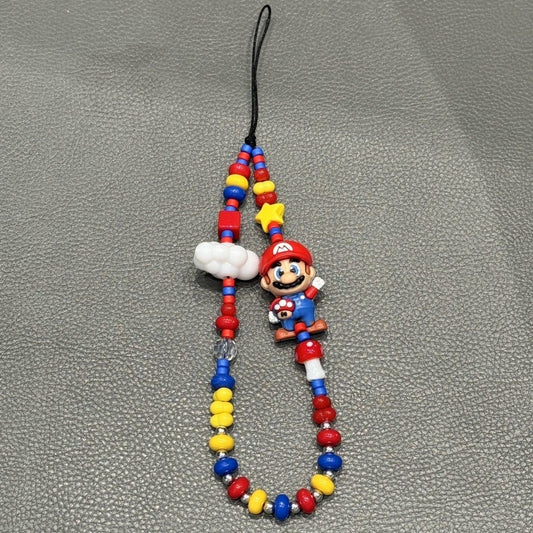 Retro Arcade Hero Beaded Phone Charm