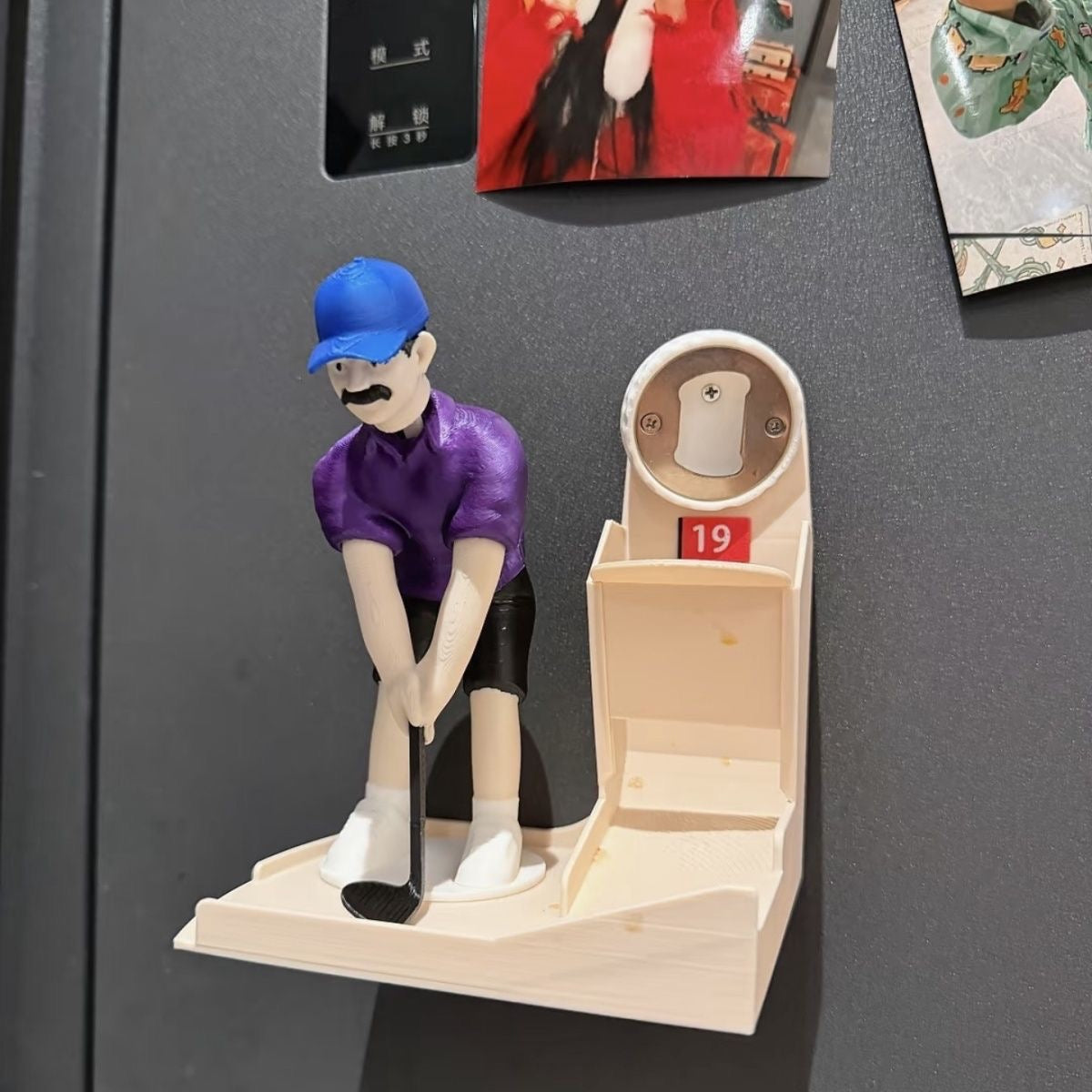 Playful 3D Golfer Magnetic Bottle Opener