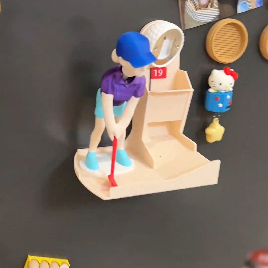 Playful 3D Golfer Magnetic Bottle Opener