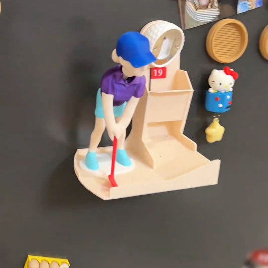 Playful 3D Golfer Magnetic Bottle Opener