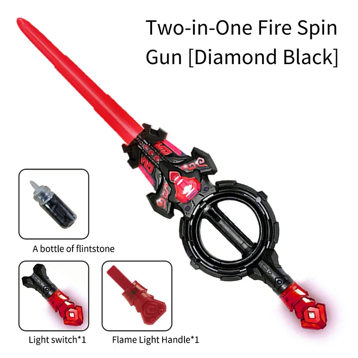 Cyberpunk Dual-Blade LED Sword - Rotating Light Saber with Sound Effects