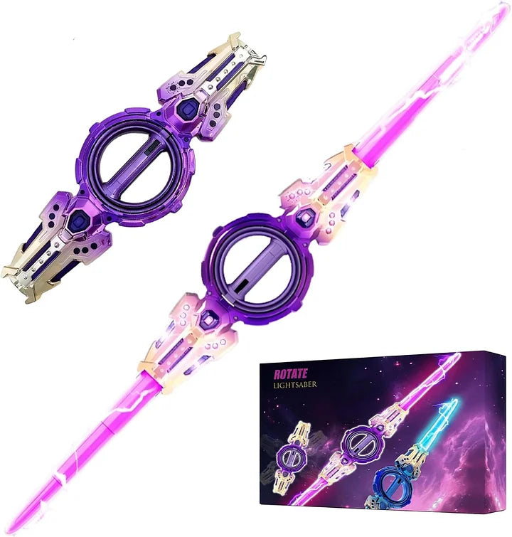 Cyberpunk Dual-Blade LED Sword - Rotating Light Saber with Sound Effects