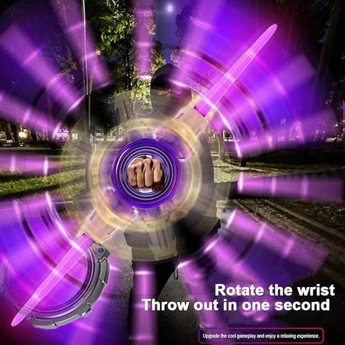 Cyberpunk Dual-Blade LED Sword - Rotating Light Saber with Sound Effects