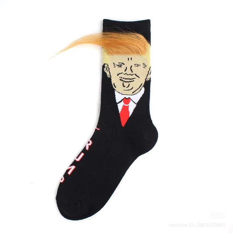 Funny Donald Trump Hair Finger Socks - Novelty Gag Gift Socks