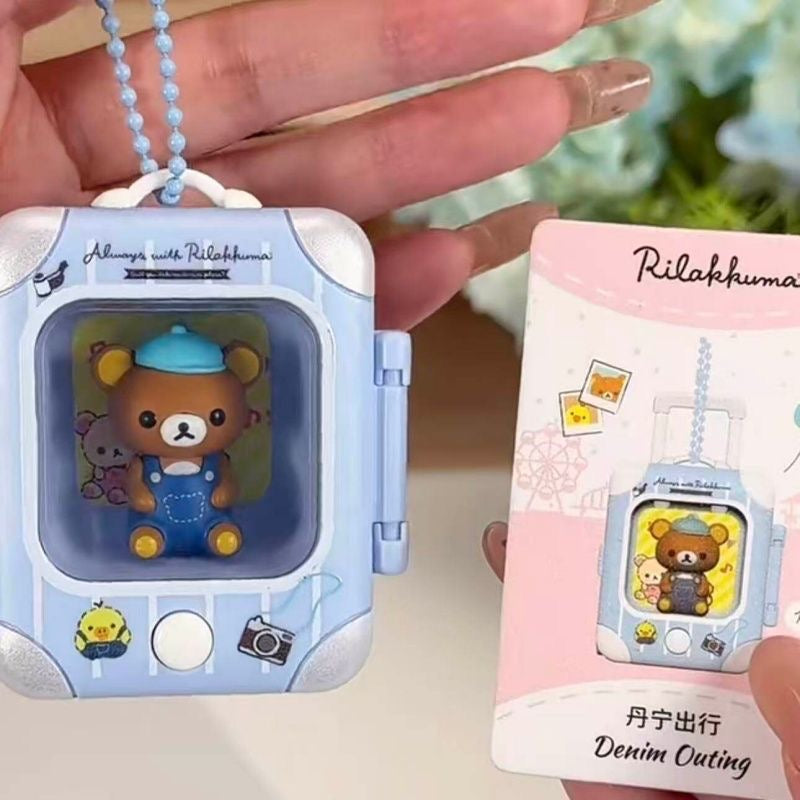 Cute Pink Bear Travel Suitcase Keychain Toy