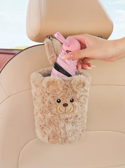 Plush bear tissue holder for car and home, front view