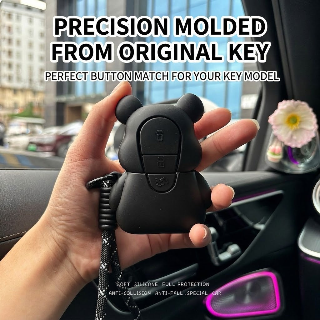 Bear-Shaped Silicone Car Key Fob Cover