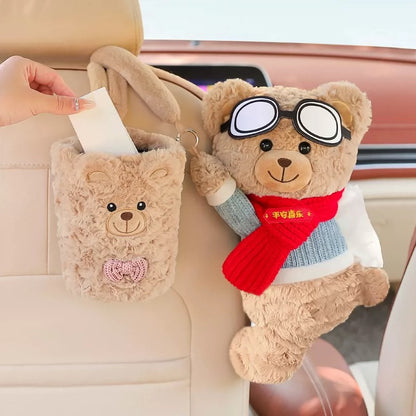 Kawaii bear tissue holder for a desk, bedroom or back seat