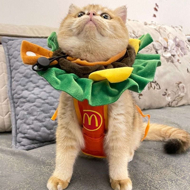 hamburger plush hat for cats