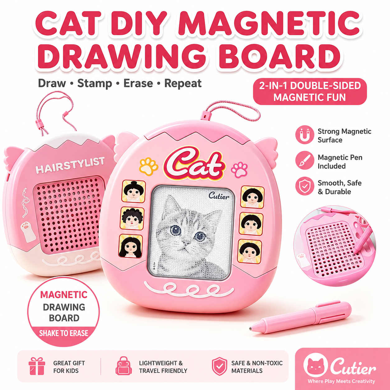 Cat DIY magnetic drawing board
