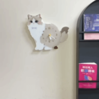 Ragdoll Cat Wall Clock – Cute 3D Kawaii Cat Home Decor Clock | Cat Lover Room Decor Gift