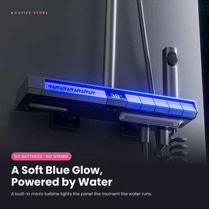 Smart LED Rain Shower System – Digital Temperature Display, Waterfall Spout & Water-Powered Glow