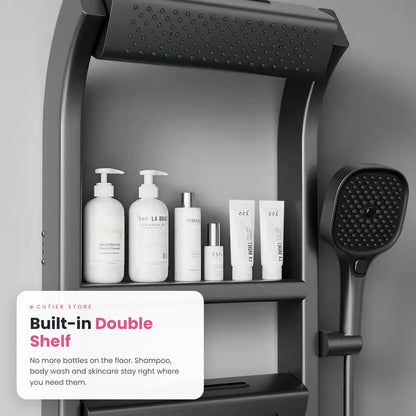 SPA Shower Panel with Built-in Shelves – 16 Shower Modes, Temperature Display & Ambient Light