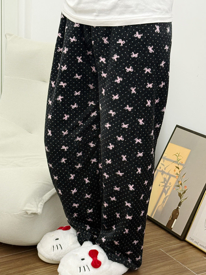 Cute cozy Strawberry Bear Fleece Pajama Pants