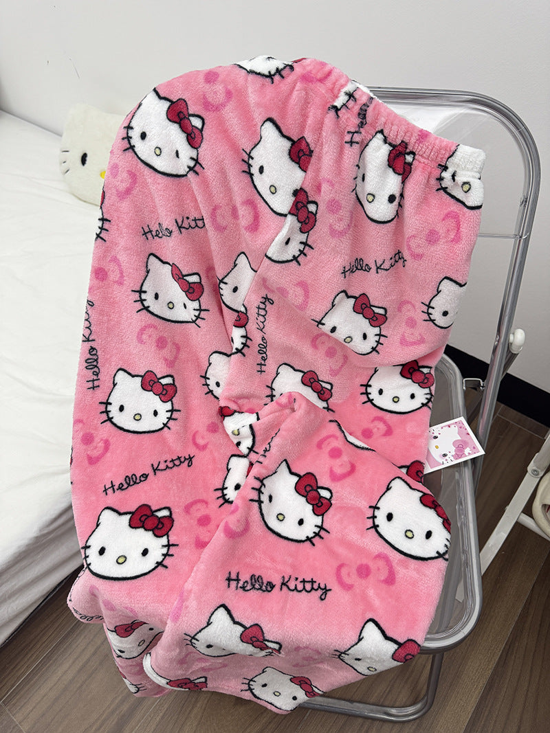 Cute cozy Strawberry Bear Fleece Pajama Pants