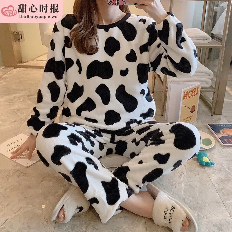 Cute Girl's Flannel Pajamas Women's Suit