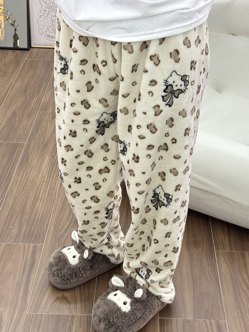 Cute cozy Strawberry Bear Fleece Pajama Pants