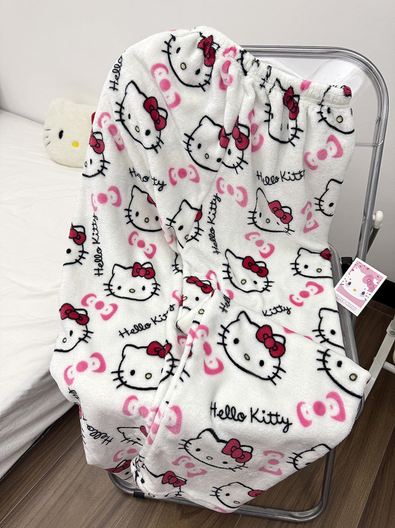 Cute cozy Strawberry Bear Fleece Pajama Pants