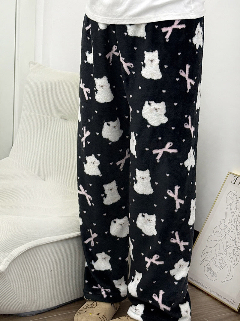 Cute cozy Strawberry Bear Fleece Pajama Pants