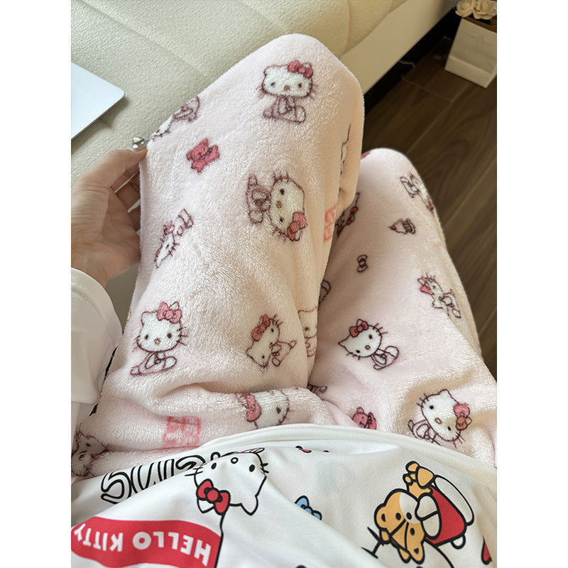 Cute cozy Strawberry Bear Fleece Pajama Pants