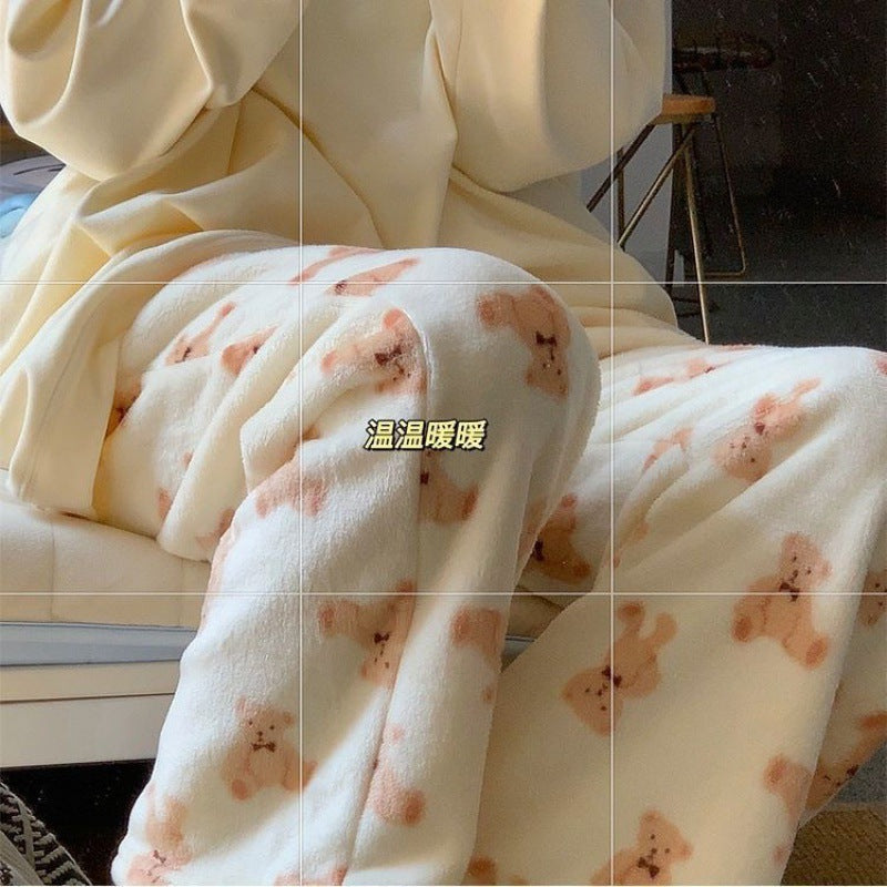 Cute cozy Strawberry Bear Fleece Pajama Pants