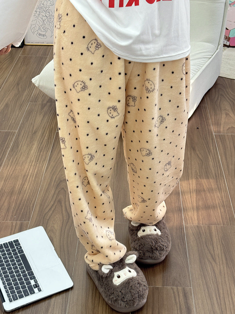 Cute cozy Strawberry Bear Fleece Pajama Pants