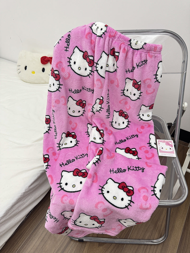 Cute cozy Strawberry Bear Fleece Pajama Pants