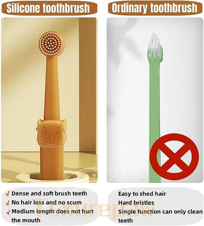 Pet Toothbrush, Pet Silicone Toothbrush Cat & Dog Tooth Brushing Kit with Storage Cup - Cutier Store