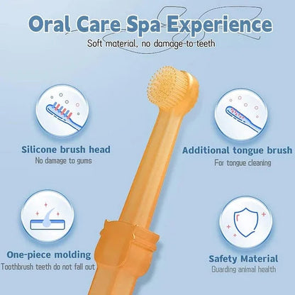 Pet Toothbrush, Pet Silicone Toothbrush Cat & Dog Tooth Brushing Kit with Storage Cup - Cutier Store