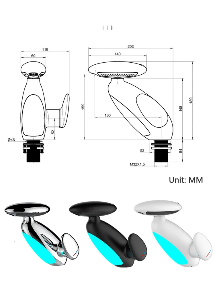 LED Temperature-Sensitive Pull-Out Basin Faucet – 360° Rotating with Ambient Light