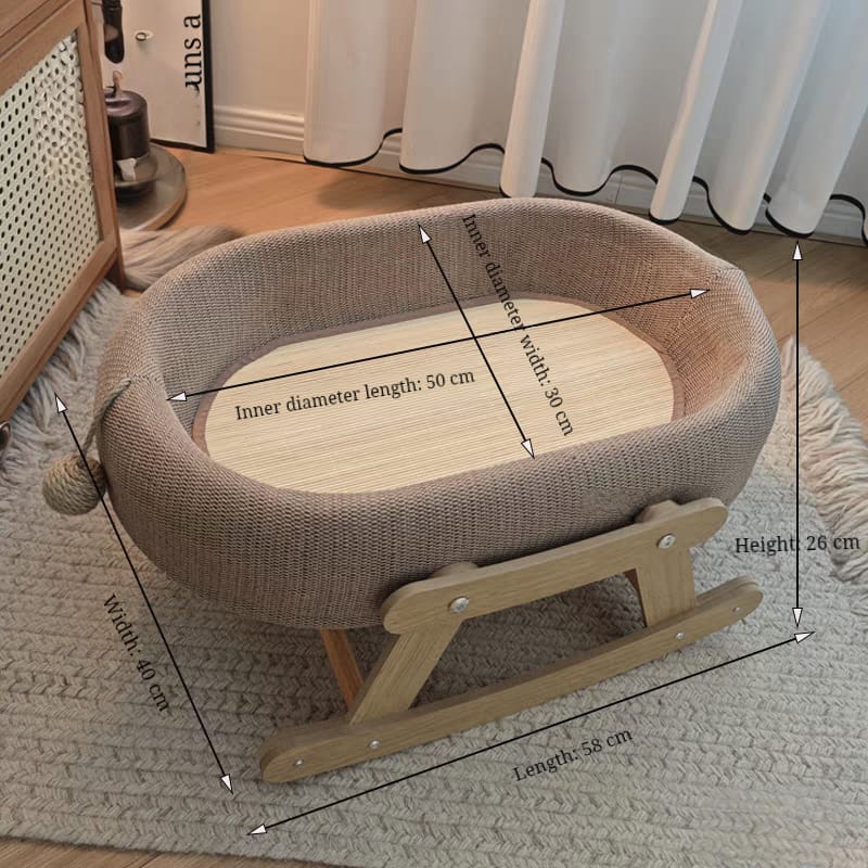 Luxury Bamboo Rocking Cat Bed Sofa – Cool Mat for Ultimate Comfort