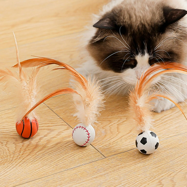 Cat bouncy feather elastic ball