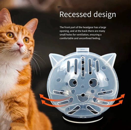 Cat Transparent Muzzle with Breathable Hood | Safe Grooming & Anti-Bite Cover