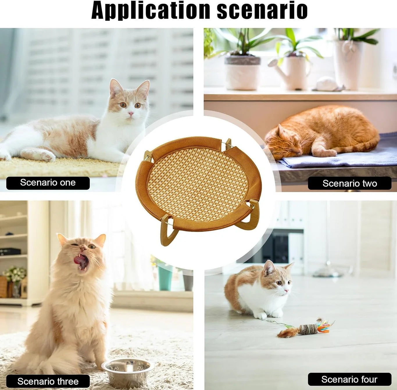 Cat Beds, Wooden Base Cat Bed, Rattan Cat Bed